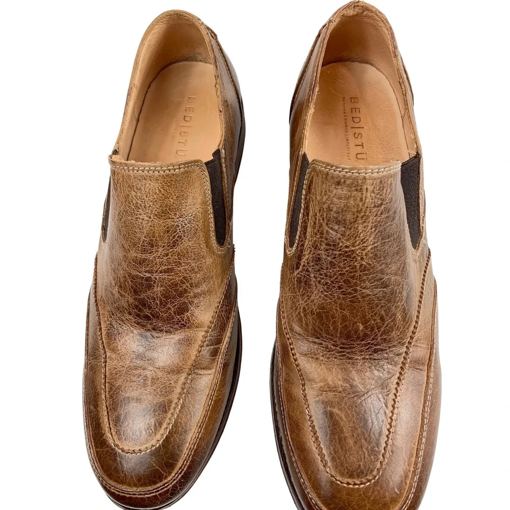 Bed Stu Cobbler Mens Brown Distressed Leather Slip On Loafers Size‎ 11 USA